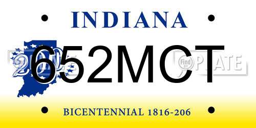 652MCT Indiana License Plate