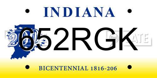 652RGK Indiana License Plate