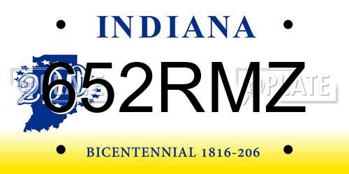 652RMZ Indiana License Plate
