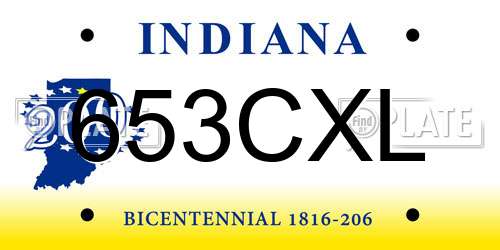 653CXL Indiana License Plate