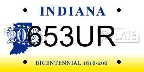 653UR Indiana License Plate