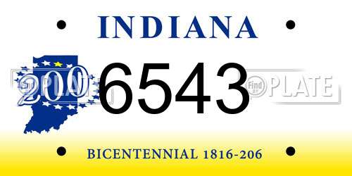 6543 Indiana License Plate