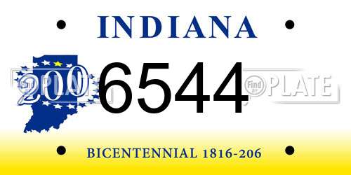 6544 Indiana License Plate
