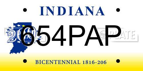 654PAP Indiana License Plate