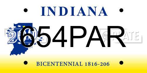 654PAR Indiana License Plate