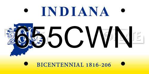 655CWN Indiana License Plate