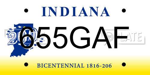 655GAF Indiana License Plate