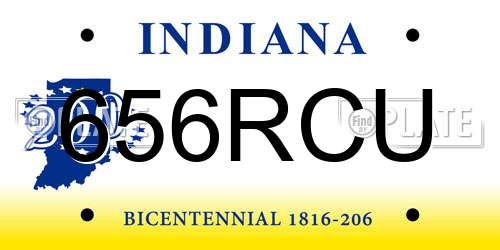 656RCU Indiana License Plate