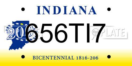 656TI7 Indiana License Plate