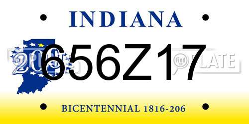 656Z17 Indiana License Plate