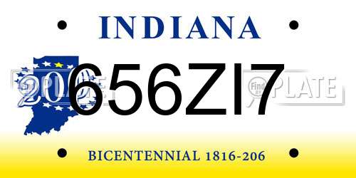 656ZI7 Indiana License Plate