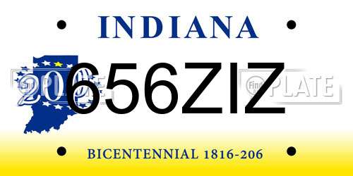 656ZIZ Indiana License Plate