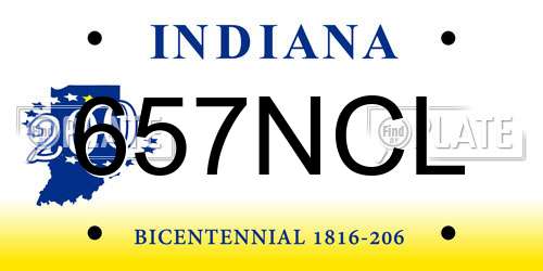 657NCL Indiana License Plate