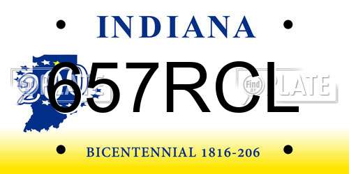 657RCL Indiana License Plate