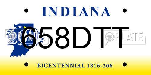 658DTT Indiana License Plate