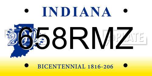 658RMZ Indiana License Plate