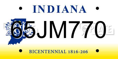 65JM770 Indiana License Plate