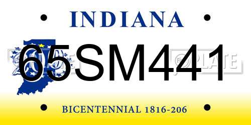 65SM441 Indiana License Plate