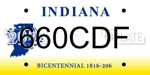 660CDF Indiana License Plate