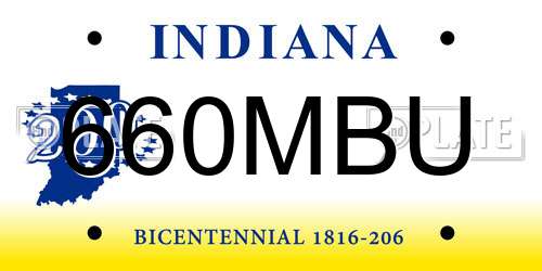 660MBU Indiana License Plate