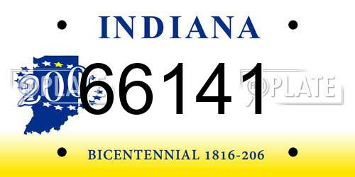 66141 Indiana License Plate