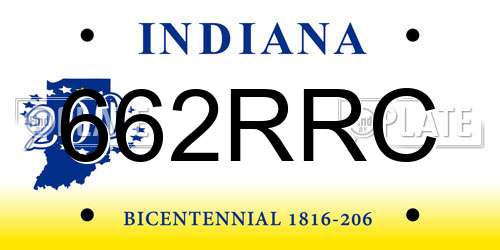 662RRC Indiana License Plate