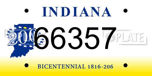 66357 Indiana License Plate