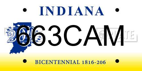 663CAM Indiana License Plate