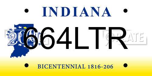 664LTR Indiana License Plate