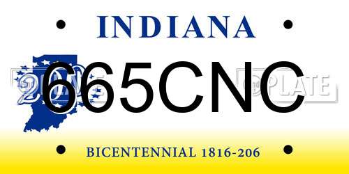 665CNC Indiana License Plate