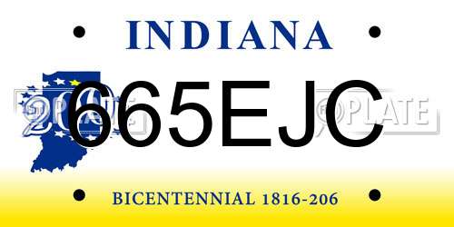 665EJC Indiana License Plate