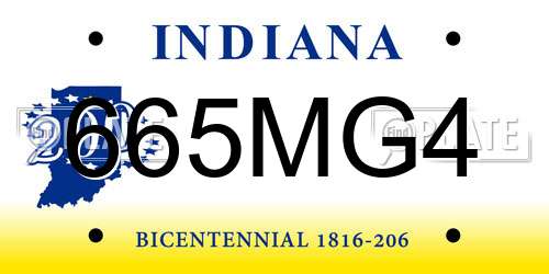 665MG4 Indiana License Plate