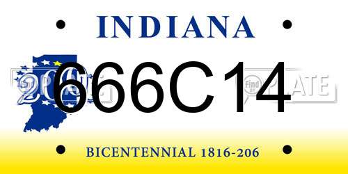 666C14 Indiana License Plate