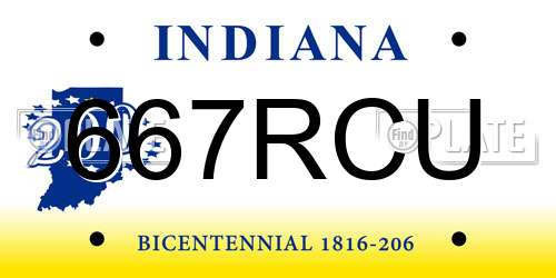 667RCU Indiana License Plate