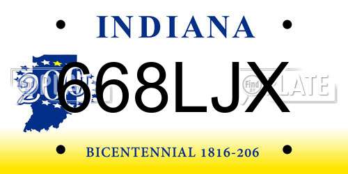 668LJX Indiana License Plate