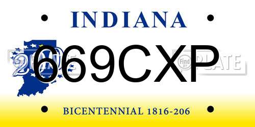 669CXP Indiana License Plate