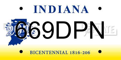 669DPN Indiana License Plate