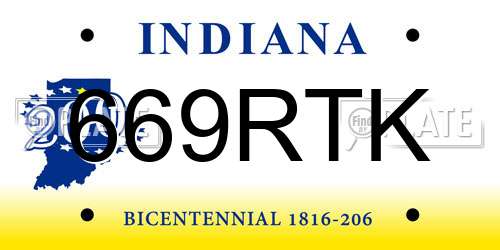 669RTK Indiana License Plate