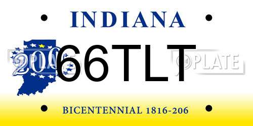 66TLT Indiana License Plate