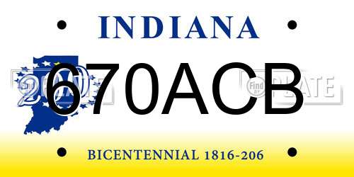 670ACB Indiana License Plate