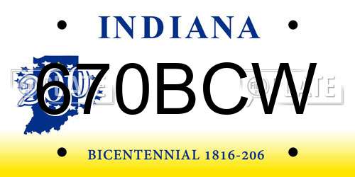 670BCW Indiana License Plate