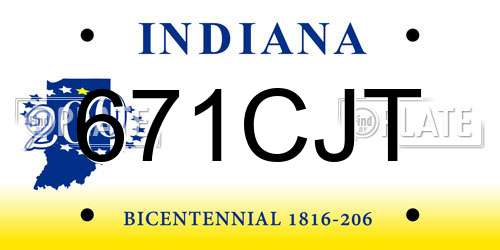 671CJT Indiana License Plate