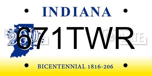 671TWR Indiana License Plate