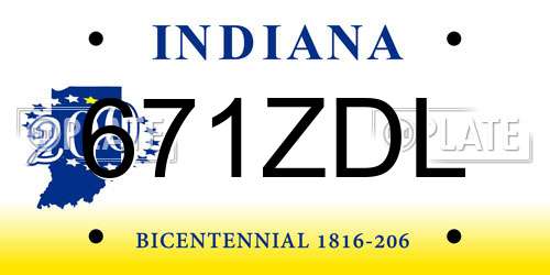 671ZDL Indiana License Plate