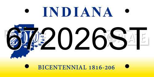 672026ST Indiana License Plate