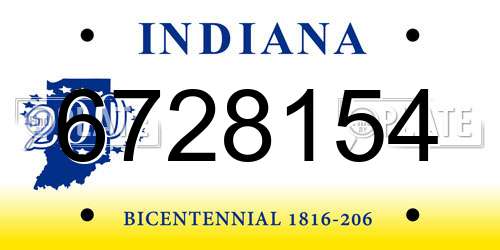6728154 Indiana License Plate