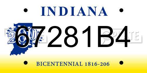 67281B4 Indiana License Plate