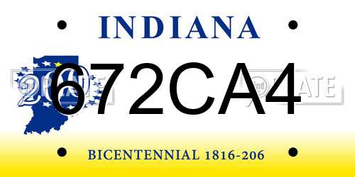 672CA4 Indiana License Plate
