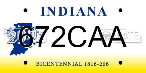 672CAA Indiana License Plate