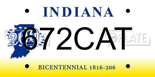 672CAT Indiana License Plate